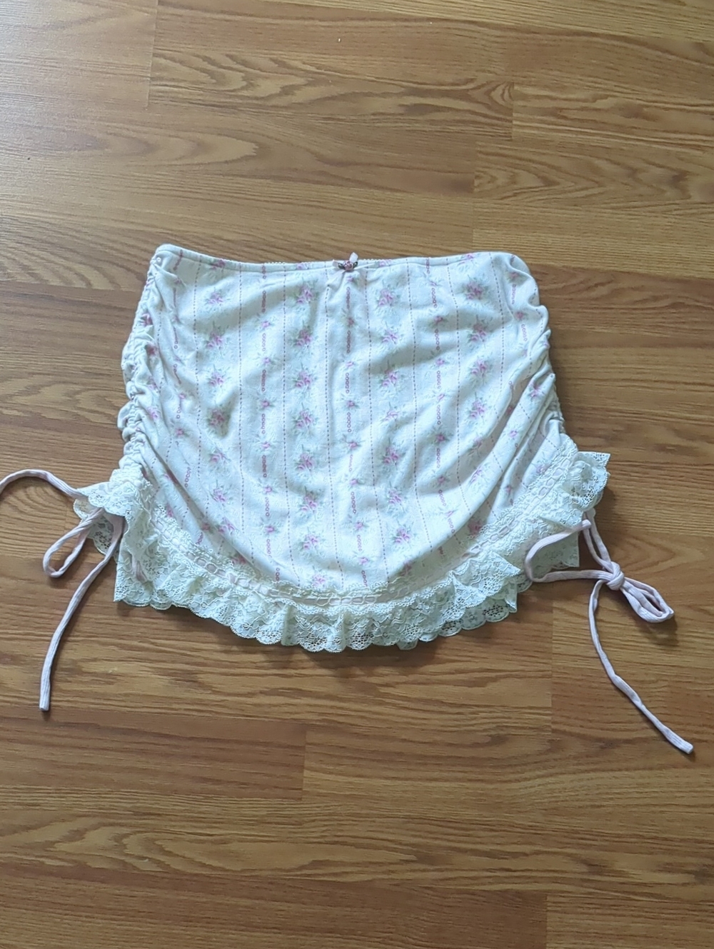 Coquette Floral Lace Trim Skort Pink Ribbon Cottagecore Kawaii Girly Romantic XL